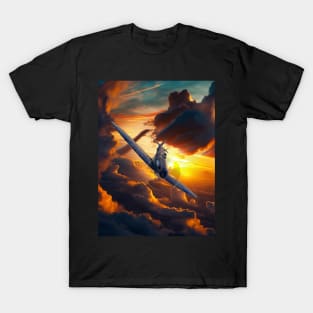 Spitfire Aircraft in the Sunset Aircraft art T-Shirt